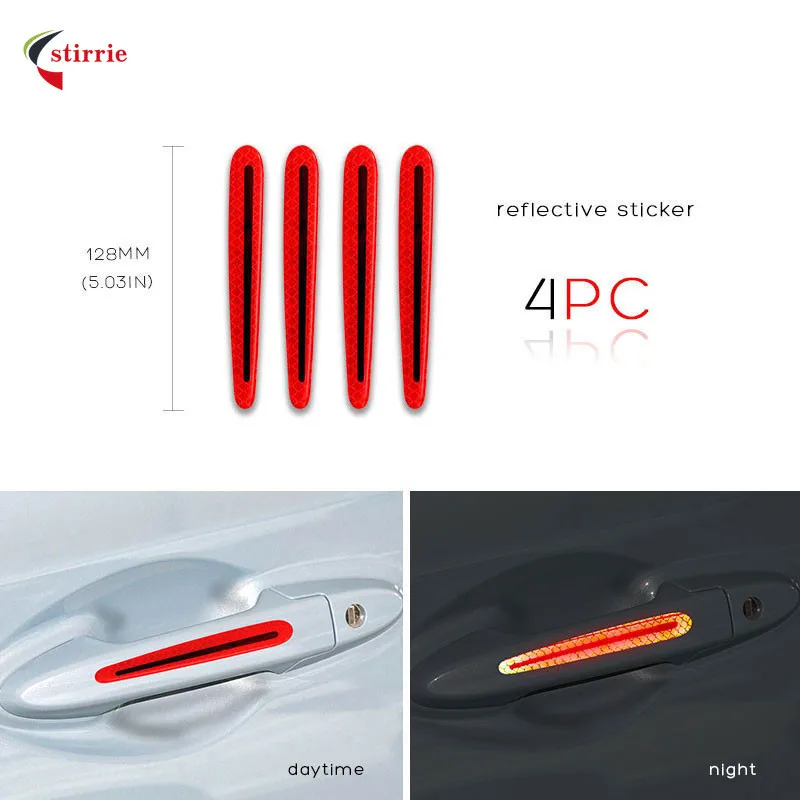 

4 шт./компл. 3d наклейки на дверные ручки автомобиля из углеродного волокна, устойчивые к царапинам наклейки для безопасности автомобиля, светоотражающие полосы, автомобильные наклейки