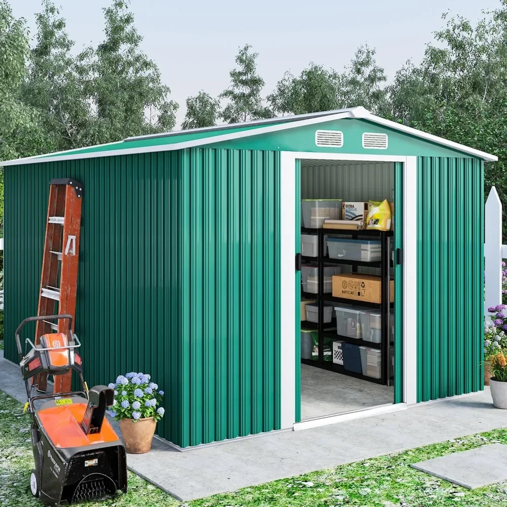 

8 X 8 FT Outdoor Storage Shed, Metal Large Shed Garden Storage Sheds with Air Vent, Sheds & Outdoor Storage