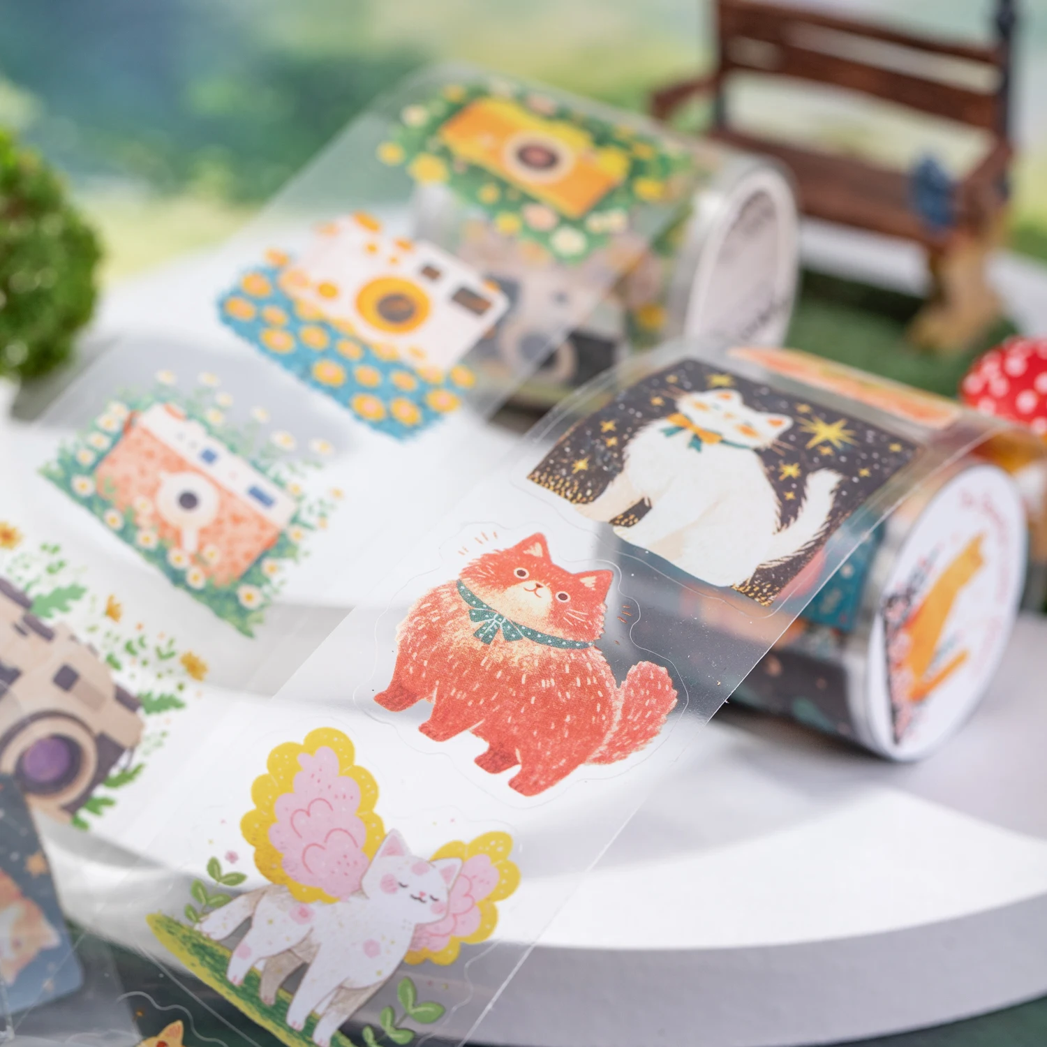 

40mm*200cm Graffiti Garden Series Kawaii Flower Character Landscape PET Tape Creative DIY Journal Material Collage Stationery