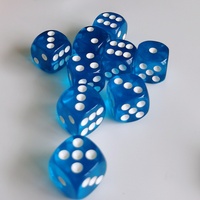 10pc/lot D6 Dice Acrylic 6 Faces Dice Casino Table Game Dice transparent blue color 16mm Casino Dice Toys