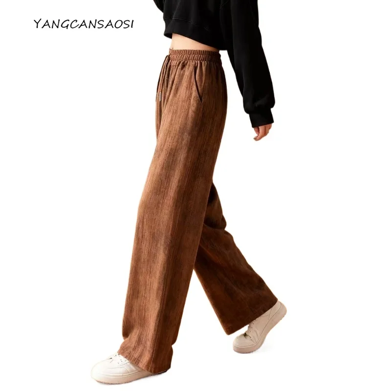 

Women's Fashion Clothing 100% Natural Mulberry Silk Crepe De Chine Elastic High Waist Versatile Summer Casual Wide Leg Pants