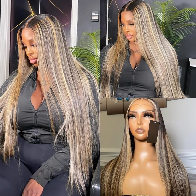 الاصطناعية الدانتيل الجبهة الباروكات تسليط الضوء على شعر مستعار أشقر بني أشقر أسود للنساء طويل مستقيم الدانتيل شعر مستعار الاصطناعية مقاومة للحرارة