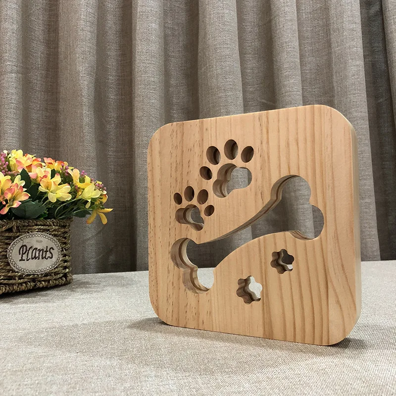 New and Unique Creative Solid Wood Hollow Carving Wood Night Light