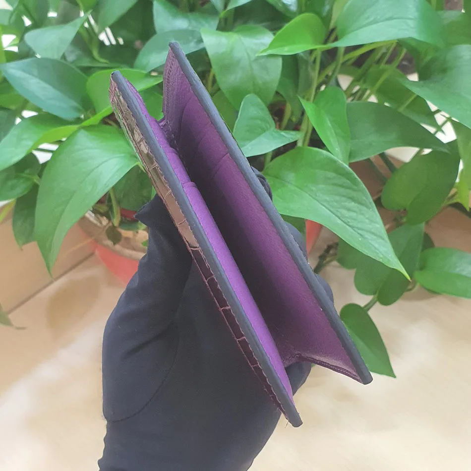 New Thai Fashion High Gloss Crocodile Genuine Leather Wallet Female Slots Business Bag Leather Vertical Bank Card Bag Purse Mens