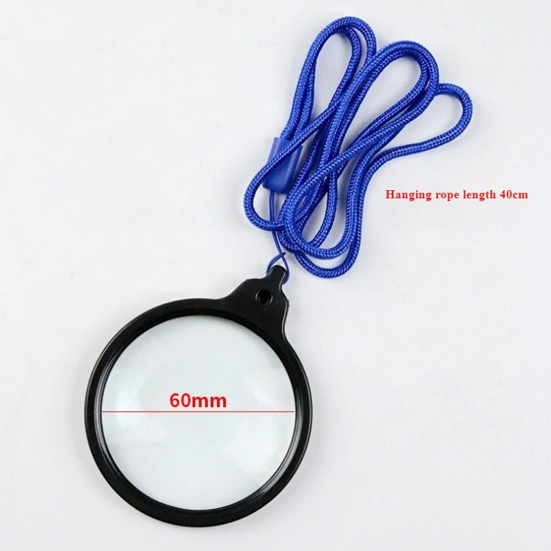 Hanging Magnifying Glass For Elderly Reading Students Kindergarten Children Chest Hanging Portable Megaloscope With Rope
