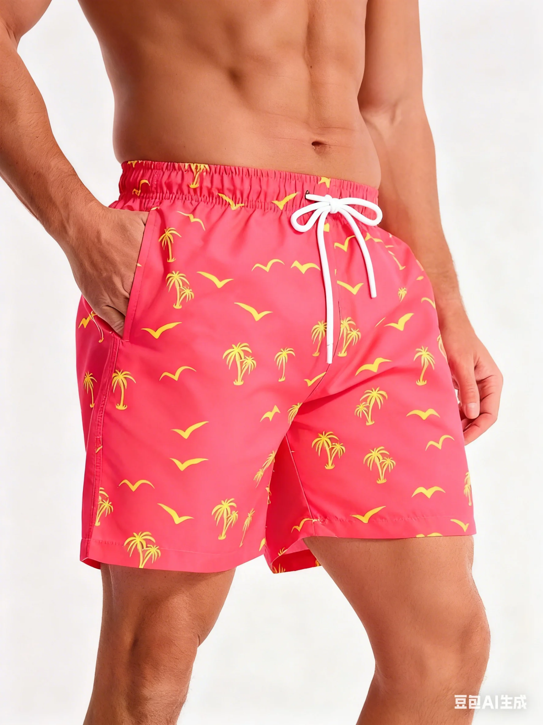 Nuevos pantalones cortos de surf para hombre, bañadores, traje de baño con cordón de secado rápido, pantalones cortos de playa hawaianos informales, pantalones cortos de moda para nadar