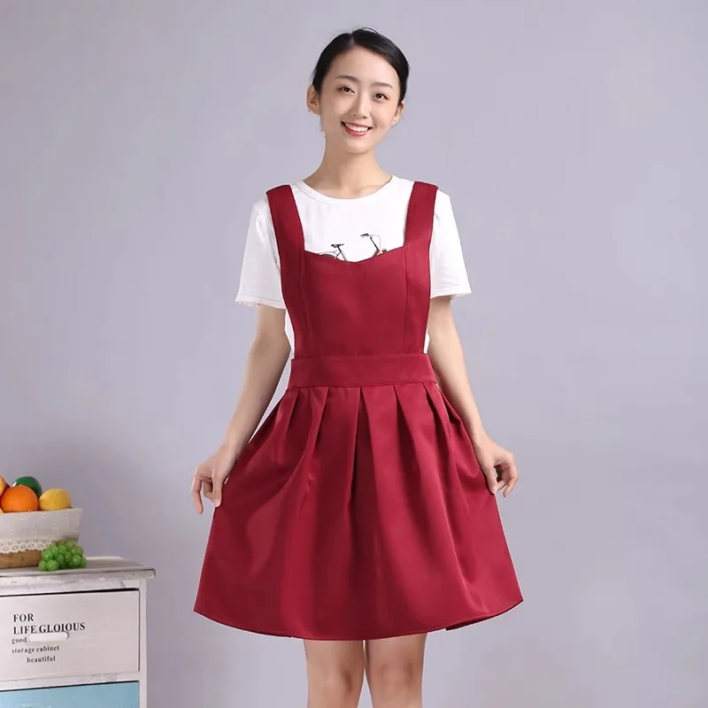 Cross Back Waitress Services Coffee Flower Shop Apron Dress Uniform Cooking Baking Kitchen Bib Beauty Nail Hairdresser Overalls