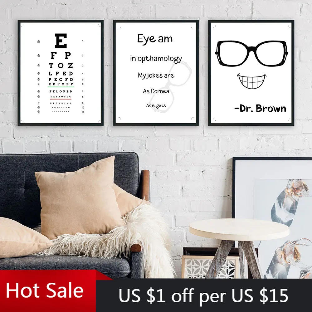 Funny Ophthalmologist Gift Canvas Painting Retro Posters Optometry Eye Chart Ophthalmology Clinic Diagram Wall Art Home Decor