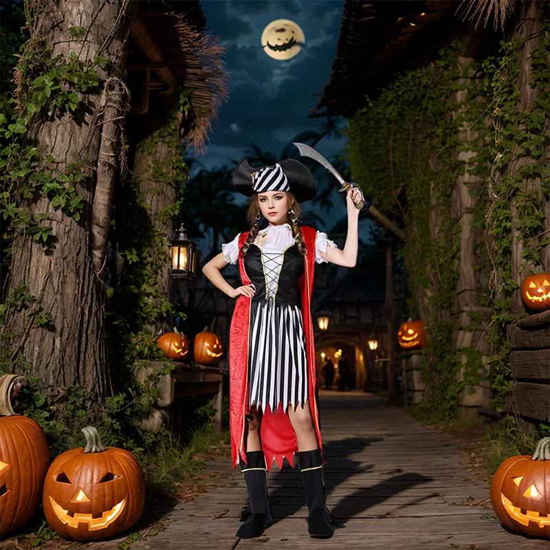大人用ハロウィンコスプレ衣装 女性用服 海賊帽子 カリブ海海賊 パフォーマンスコスチューム ポリエステル繊維00% ステージ衣装