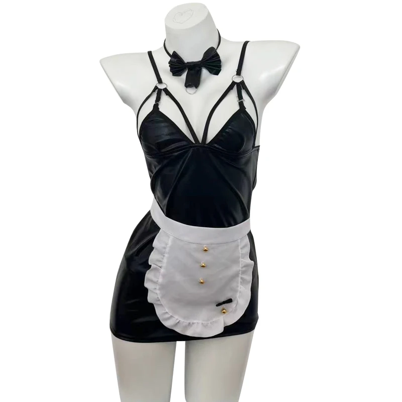 Traje de Cosplay de conejito para mujer, lencería Sexy, traje de conejo, uniforme de mucama de cuero PU, conjunto de disfraces Kawaii de espectáculo