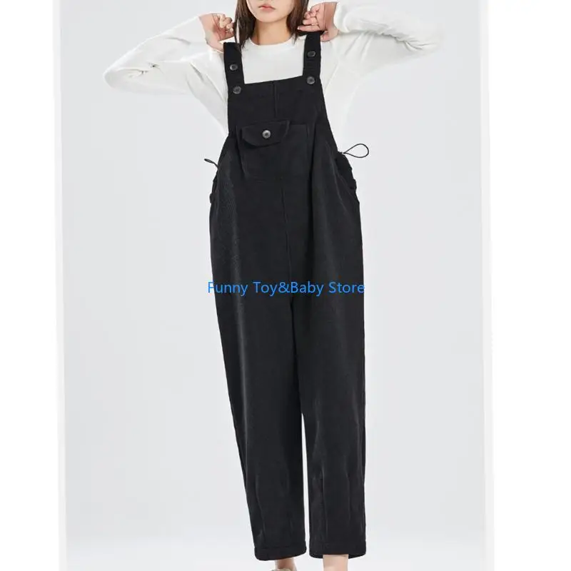 fleece-lined-pregnancy-overalls-thermal-insulated-winter-pants-expandable-belly-band-multi-pocket-for-expecting-mothers-c90b