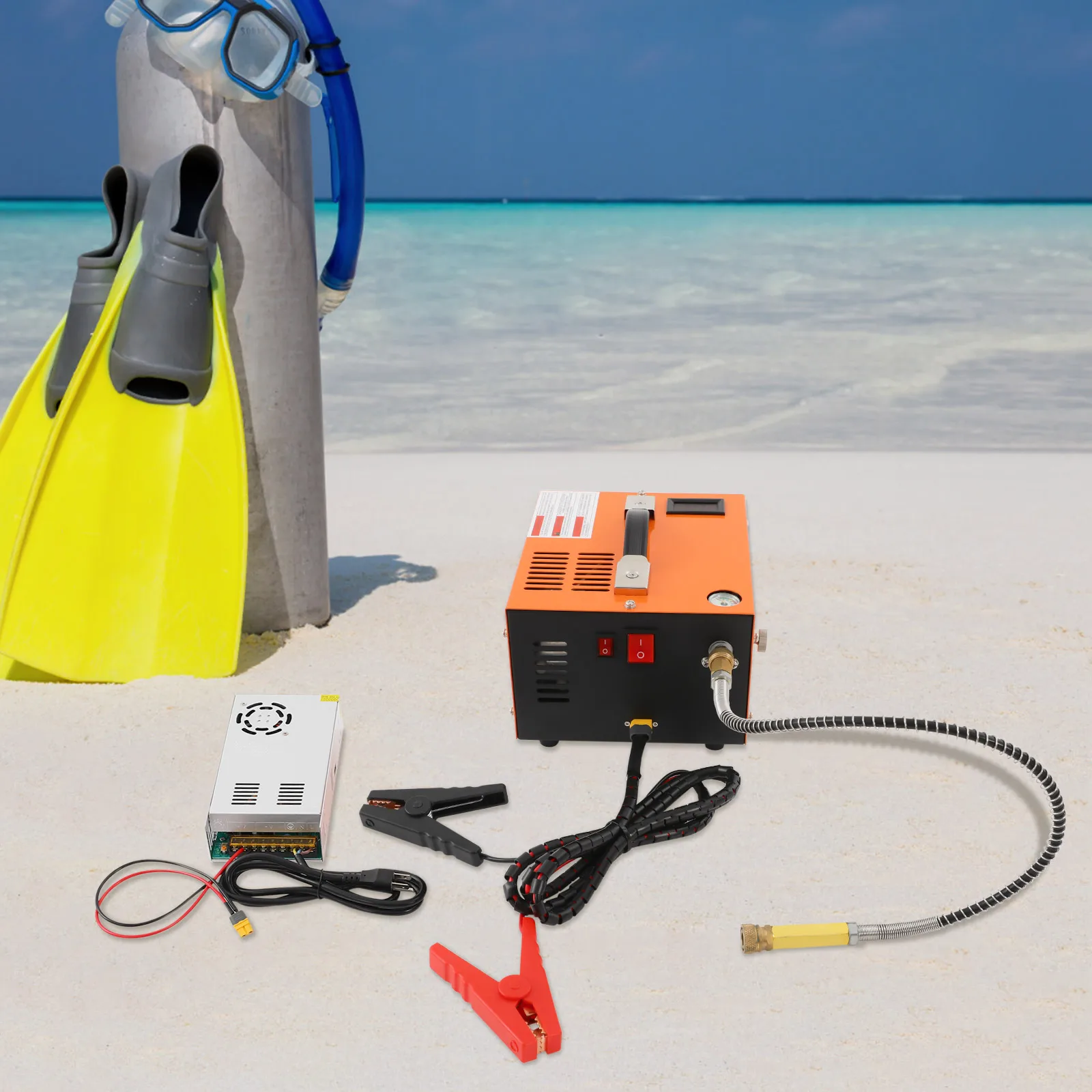 

300W Air Compressor 7.87*6.69*4.72in, Stainless Steel Compressor, 12 V/110 V Dual Power Design for PCP Air Rifles, Air Pistols