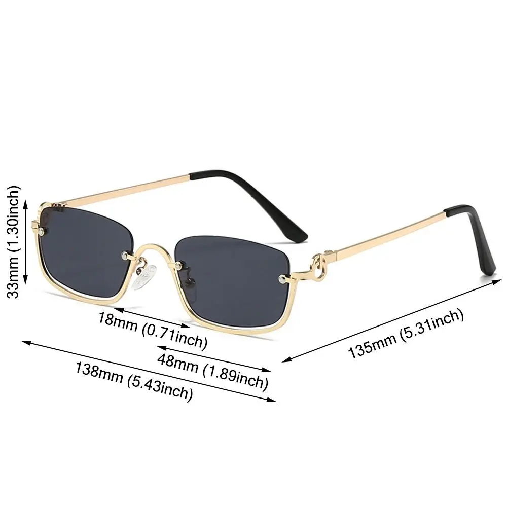 Trendy Small Square Women\'s Sunglasses Hip Hop Narrow Half Frame Sun Glasses Metal Vintage Shades for Women & Men