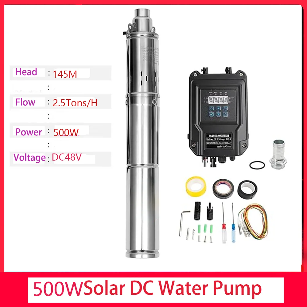 500W 800W 1100W 1200W 2.5m³/H Solar Well Pump WIth MPPT Controller Liquid Level Sensor Kit solar Submersible Drilling Well Pump