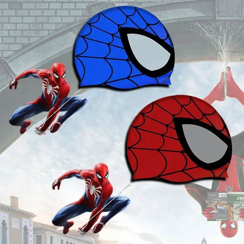 De Avengers 4-spiderman Leuke badmuts Gehoorbeschermer voor kinderen Waterdichte siliconen badmuts Comfortabel niet verstevigend hoofd