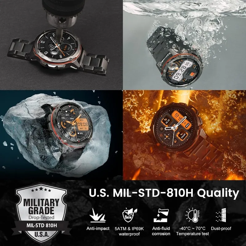 Tank T3 Ultra GPS Smart Watch for Men-Pressure/Altitude/Compass, Extra-Large Battery, Stainless Steel Unibody Rugged Mili