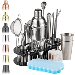 26pcs Boston Cocktail Shaker Set Bartender Kit Cocktail Utensils Bar Shaker Set Home Bar Accessories WIth Ice Cube Mode Cups