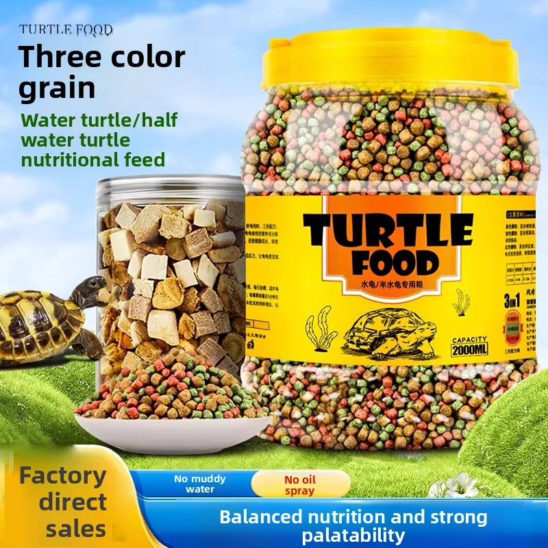 

GEN CLIMB Turtle Food Tri-Color Pellets-Multi-Size Formula for Red-Eared Sliders,Pond Turtles&Hatchlings(Universal Aquatic Diet)