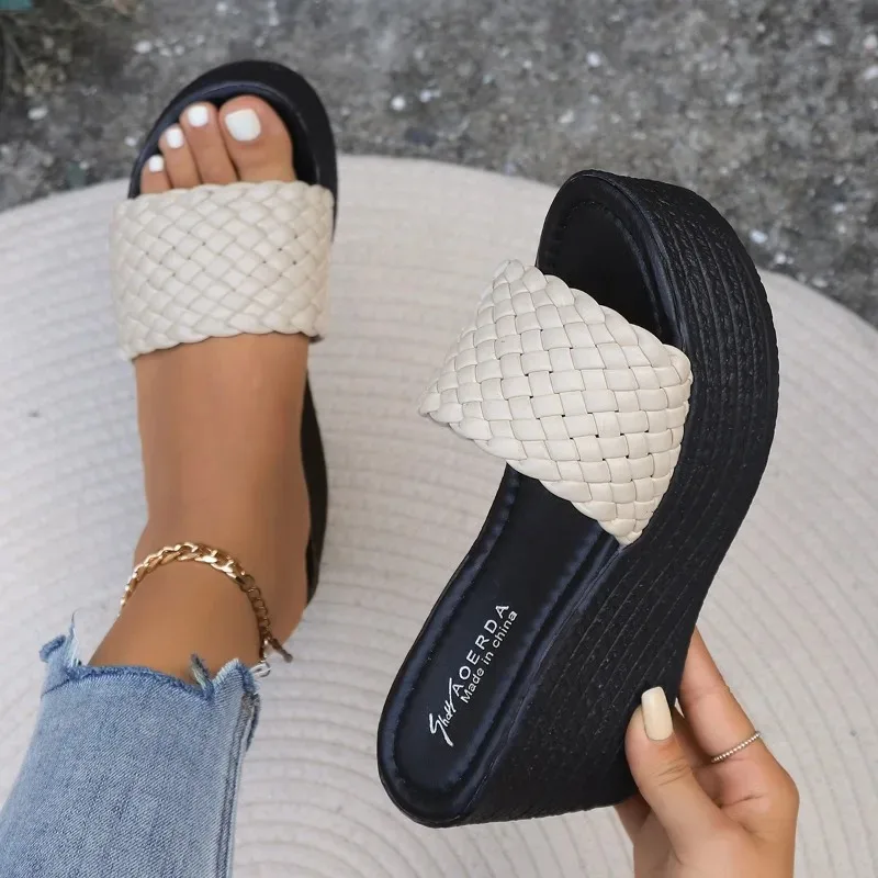 Wedges Slippers for Women Platform Sandals Woman Summer Chunky Platform Wedge Heels Sandals Woman Light Thick Sole Beach Shoes