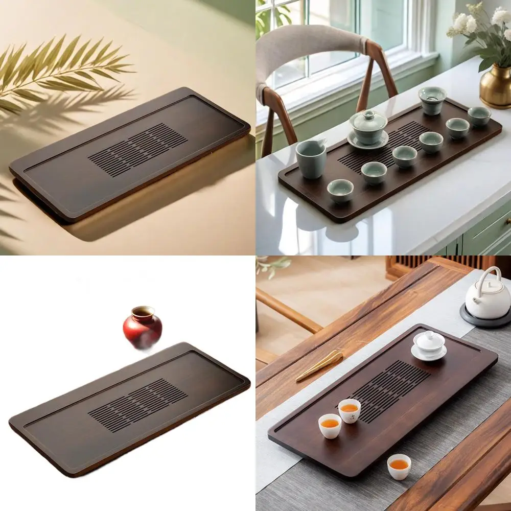 23 대나무 쿵푸 차 트레이 배수 및 물 저장 기능 포함 전통 중국 차 의식용