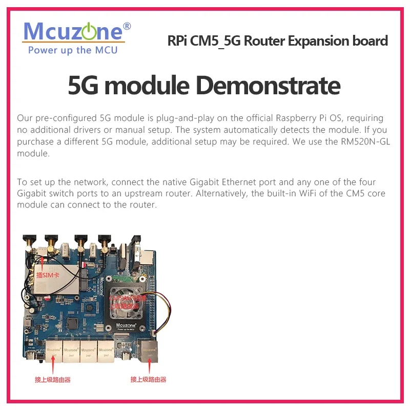 Placa de expansión del enrutador Raspberry Pi CM5_5G, 5 * GIGA Ethernet, USB3.0, M.2 B-Key