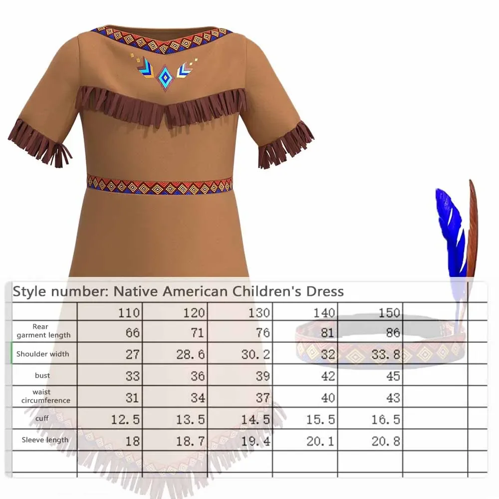 Costume d'halloween, Cosplay amérindien indien, couvre-chef pour filles africaines, Costume de danse, vêtements folkloriques de la Nation, ensemble de robes pour enfants