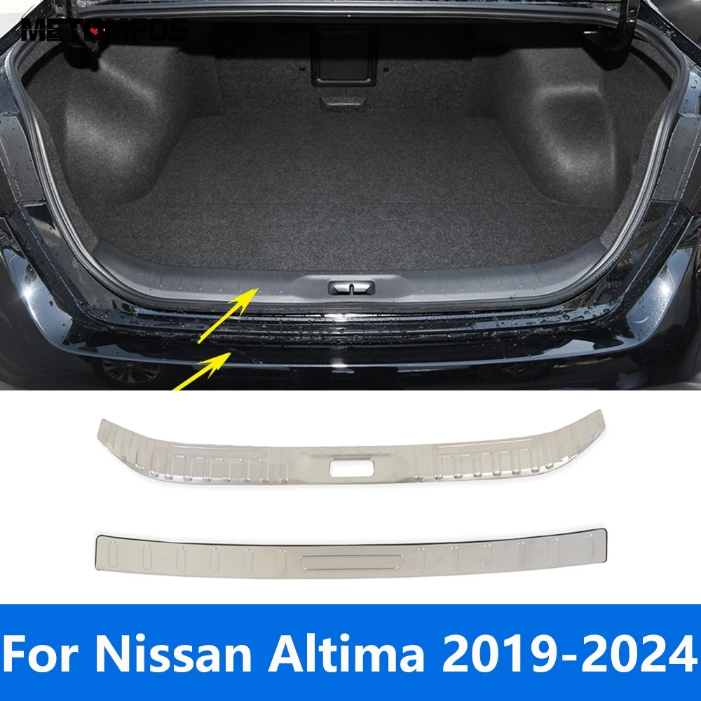 Accessories For Nissan Altima 2019-2023 2024 Inner+Exterior Rear Trunk Bumper Foot Plate Tailgate Door Sill Scuff Guard Sticker