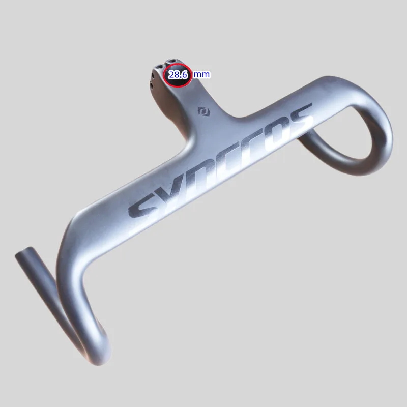 Syncros carbon handlebar T800 Carbon Fiber Integrated Handlebar 380-440mm Road Bike Bent Bar For Fork Clamp 28.6mm 80-120mm