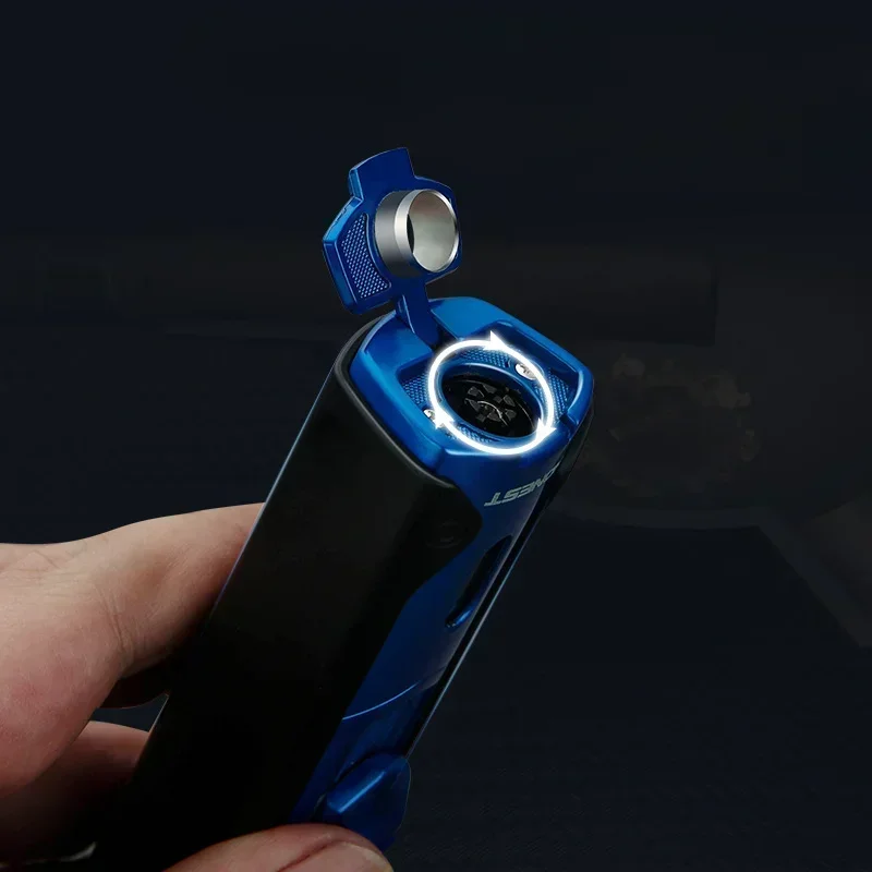HONEST Multifunctional Outdoor Turbo 4 Torch Blue Flame Metal Windproof Butane Gas Cigar Lighter Cigar Cutter Gift for Men