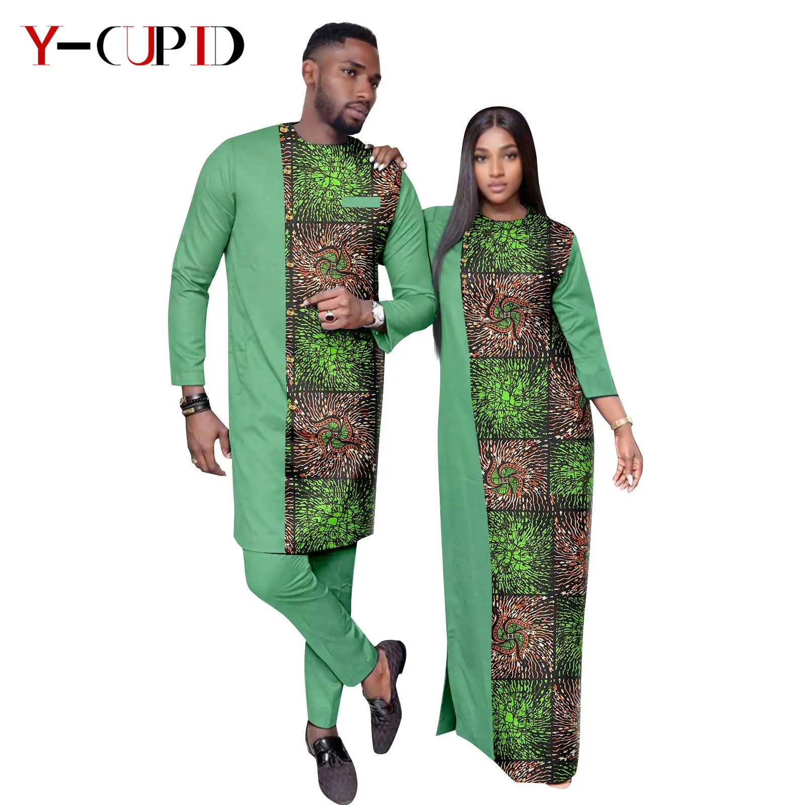 Vestidos largos sueltos africanos para mujeres y hombres, trajes a juego para parejas, Dashiki Riche Bazin, vestidos estampados para damas, fiesta de boda, 24C037