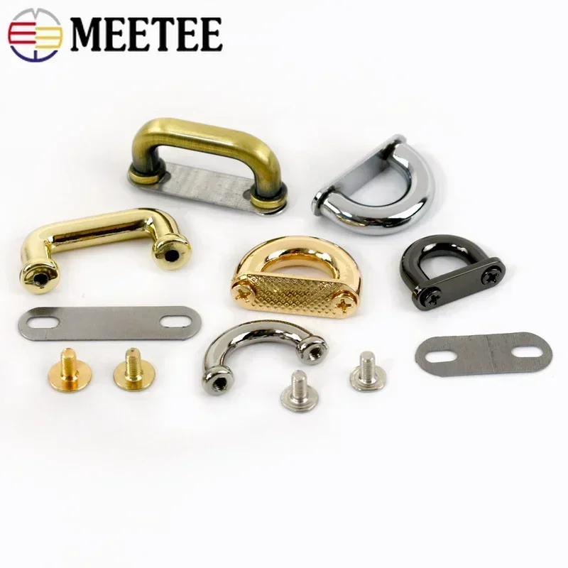 5/10/20Pcs Meetee Metal Arch Bridge Buckle Bag Strap D Ring Hook Handbag Side Clip Handle Connect Screw Clasp Sewing Accessories