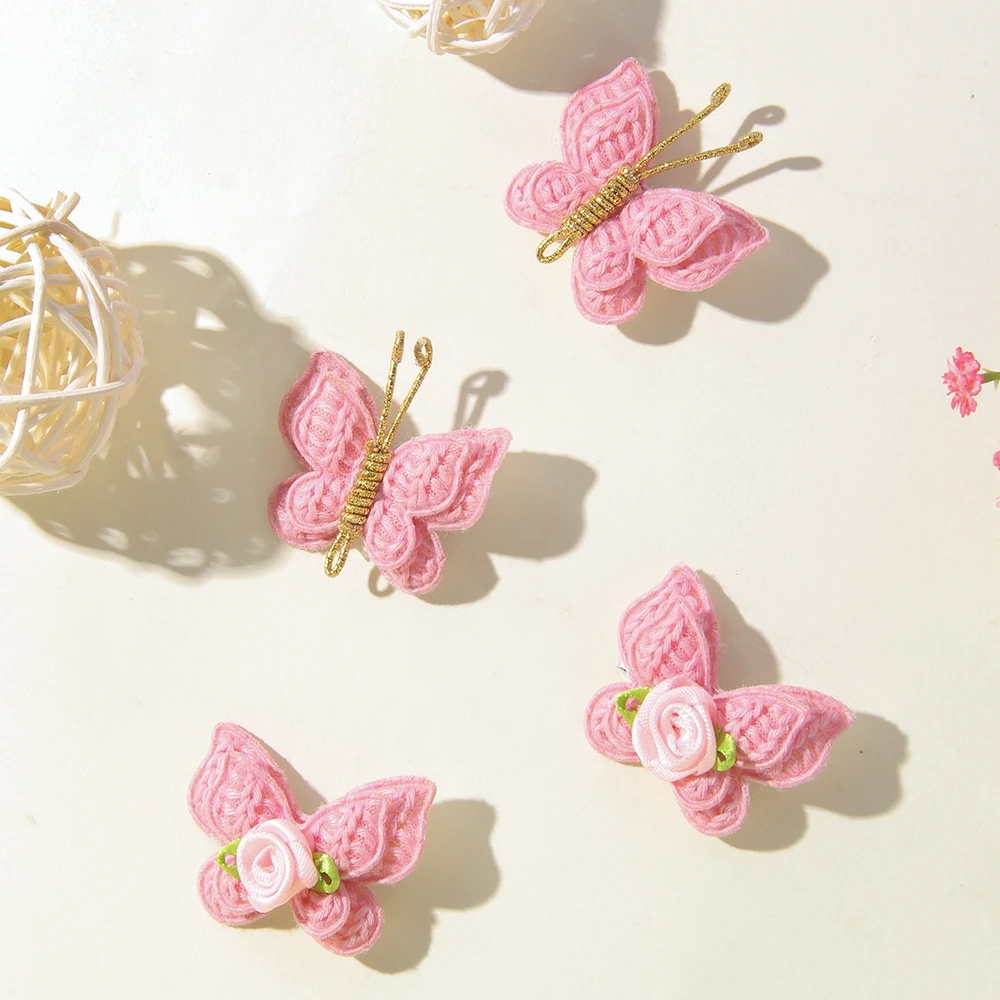 4 unids/set de pinzas para el pelo con lazo liso tejido fino para niños, tejido de lana hecho a mano, accesorios para el cabello sin daños para el cabello, regalo para niñas