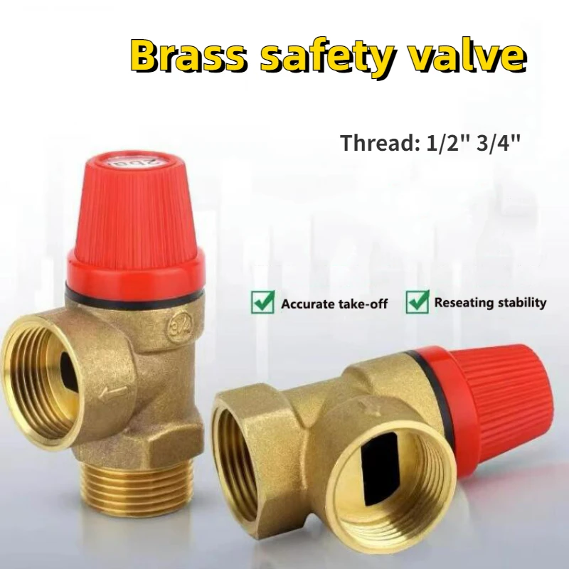 

1PCS Brass Safety Valve Drain Relief Switch for Solar Water Heater Inner & Outer Wire Brass Safety Valve 1/2" 3/4"