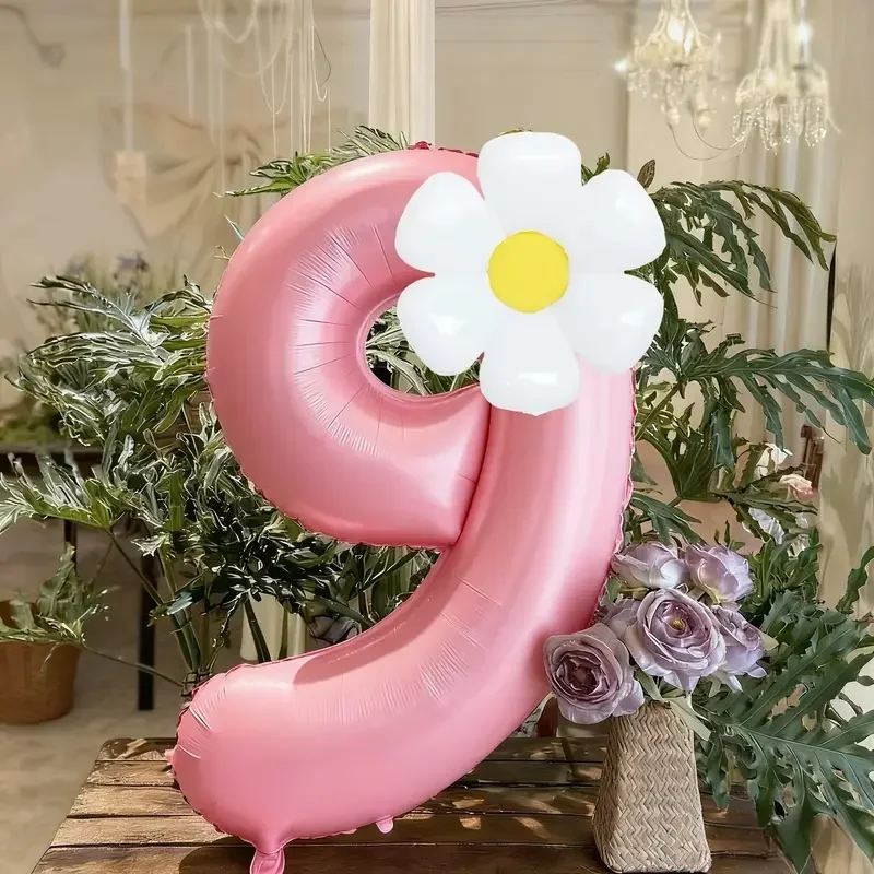 Weiße Gänseblümchen-Ballons Set Macaron Gelb/Rosa 40 Zoll Zahlenballon Geburtstagsfeier Jubiläumsdekoration Foto-Requisiten – Detail 20
