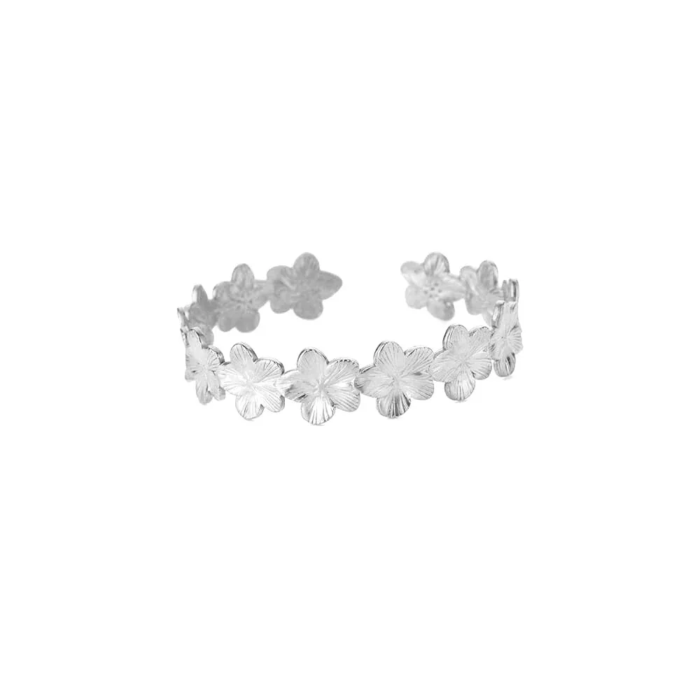 Bloem dikke opening armbanden voor vrouwen waterdicht roestvrij staal bloemen brede armband feest bruiloft hand sieraden elegant cadeau