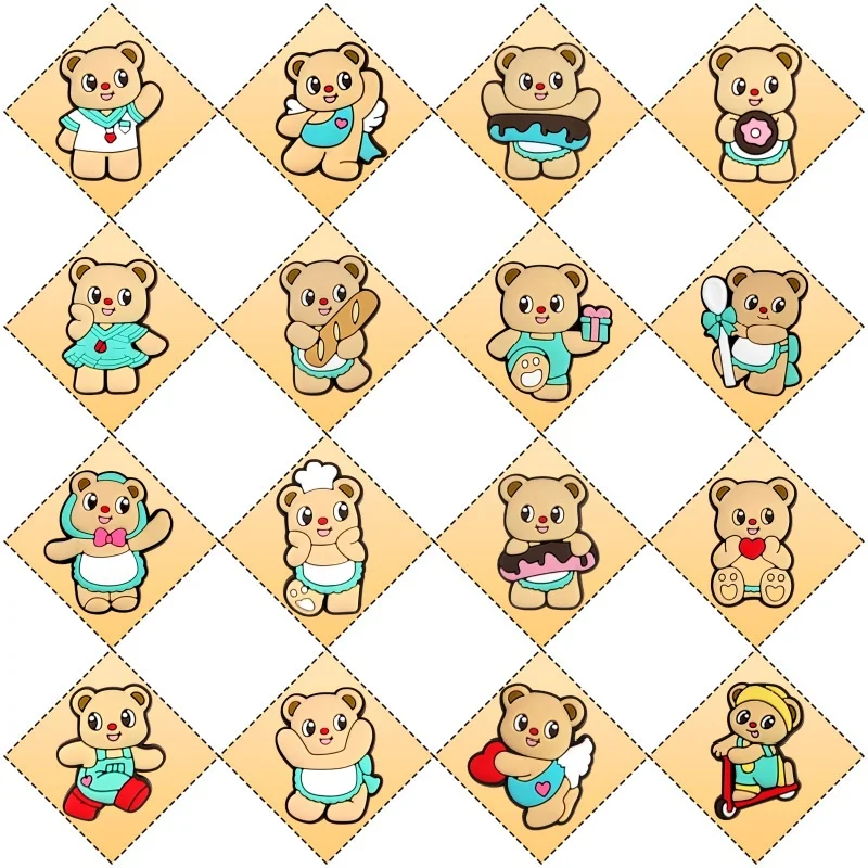 

Hot Toys 16/100PCS cartoon Butter Bear Shoe Charms Accessories Decorations PVC Clog Buckle DIY Classic Kids Party Xmas Gifts