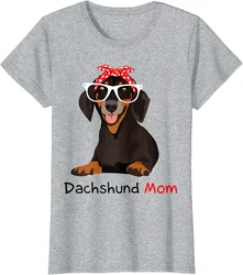 Dachshund Mom Bandana Womens Dachshund Dog T-Shirt Casual Cotton Daily Four Seasons Vintage T Shirt Tees Streetwear