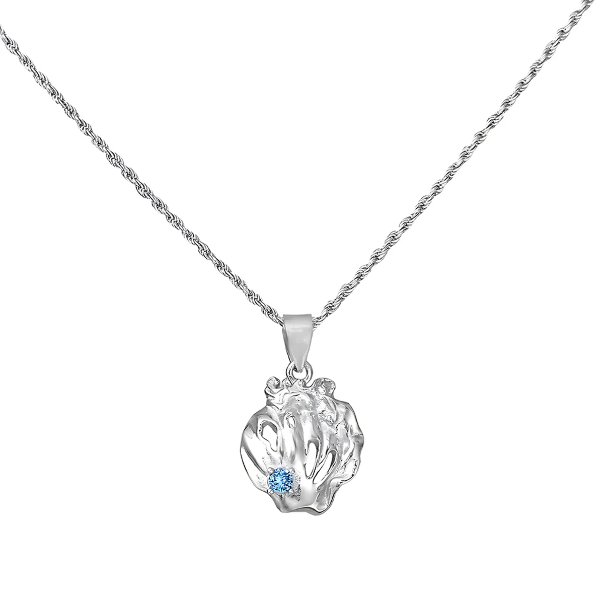 

Оригинальное минималистское ожерелье с волнистым ажурным дизайном ракушки из стерлингового серебра S925