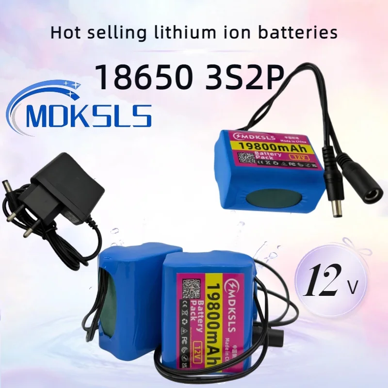 

18650 3S2P 12V 13800mah Lithium Ion Battery DC 12.6V 19.8Ah Rechargeable CCTV, Camera Monitor Replacement Battery+Charger