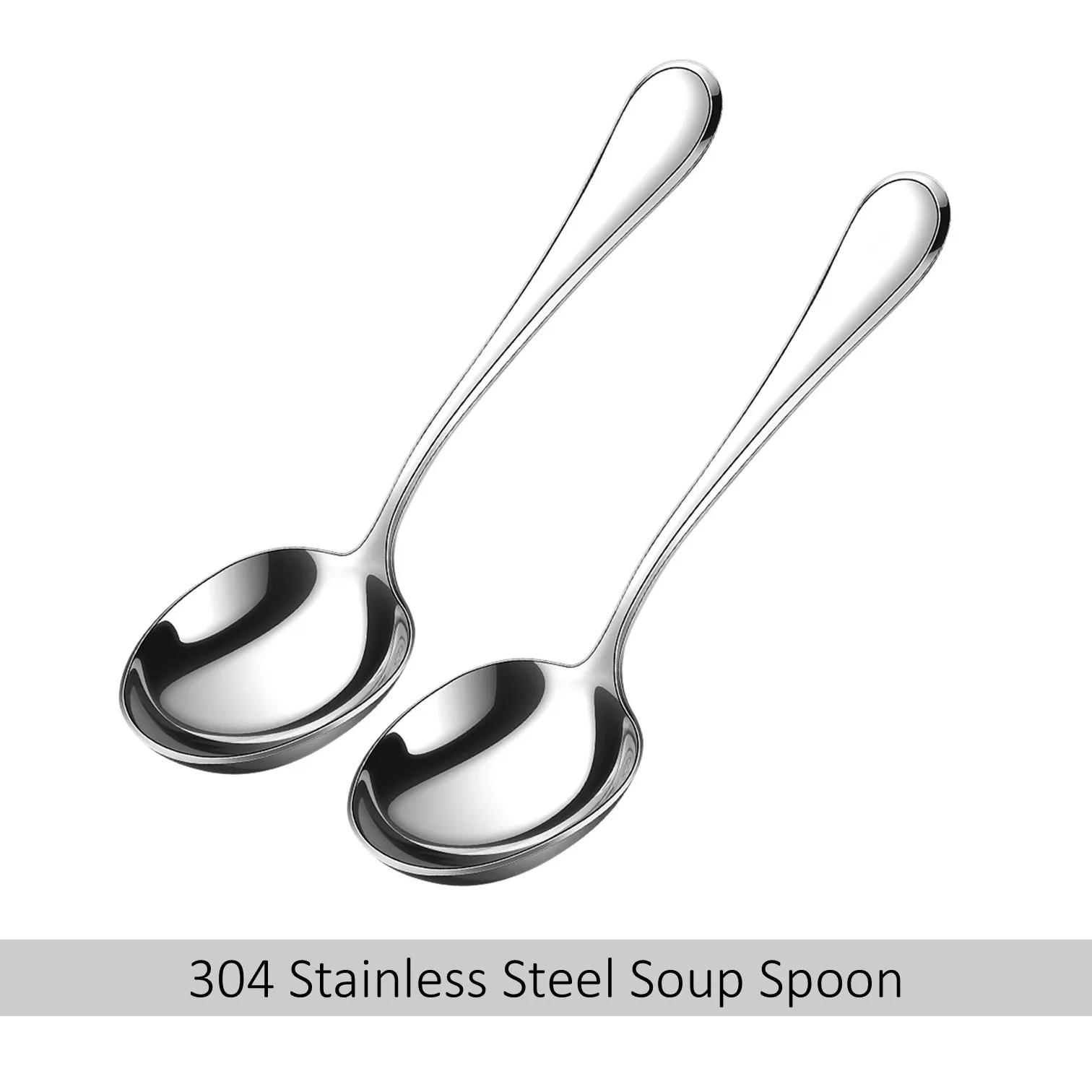 

2 Pieces LFGB Certificated 304 Stainless Steel Spoon Deepened Head Soup Ladle Thicken Material Handle Family Dinnerware Flatware