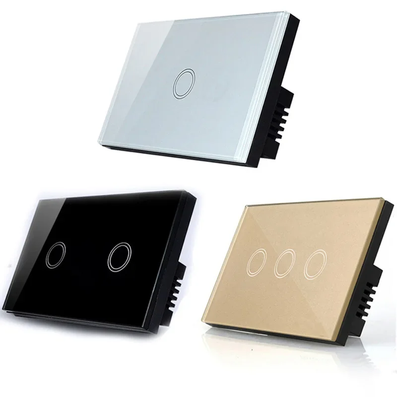 

Touch Switches US Gauge 1/2/3 Gang Without Natural Wire Tempered Glass Smart AC 110-240V 10A Wall Home Living Light Switch