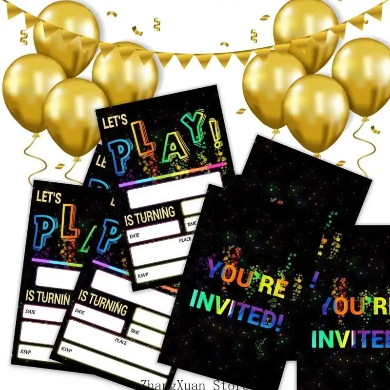 20 Stück/Packung auffällige Geburtstagseinladungen, handgefertigte Neon-Designs, Einladungskarten für unvergessliche Partys, 3 x – Detail 9