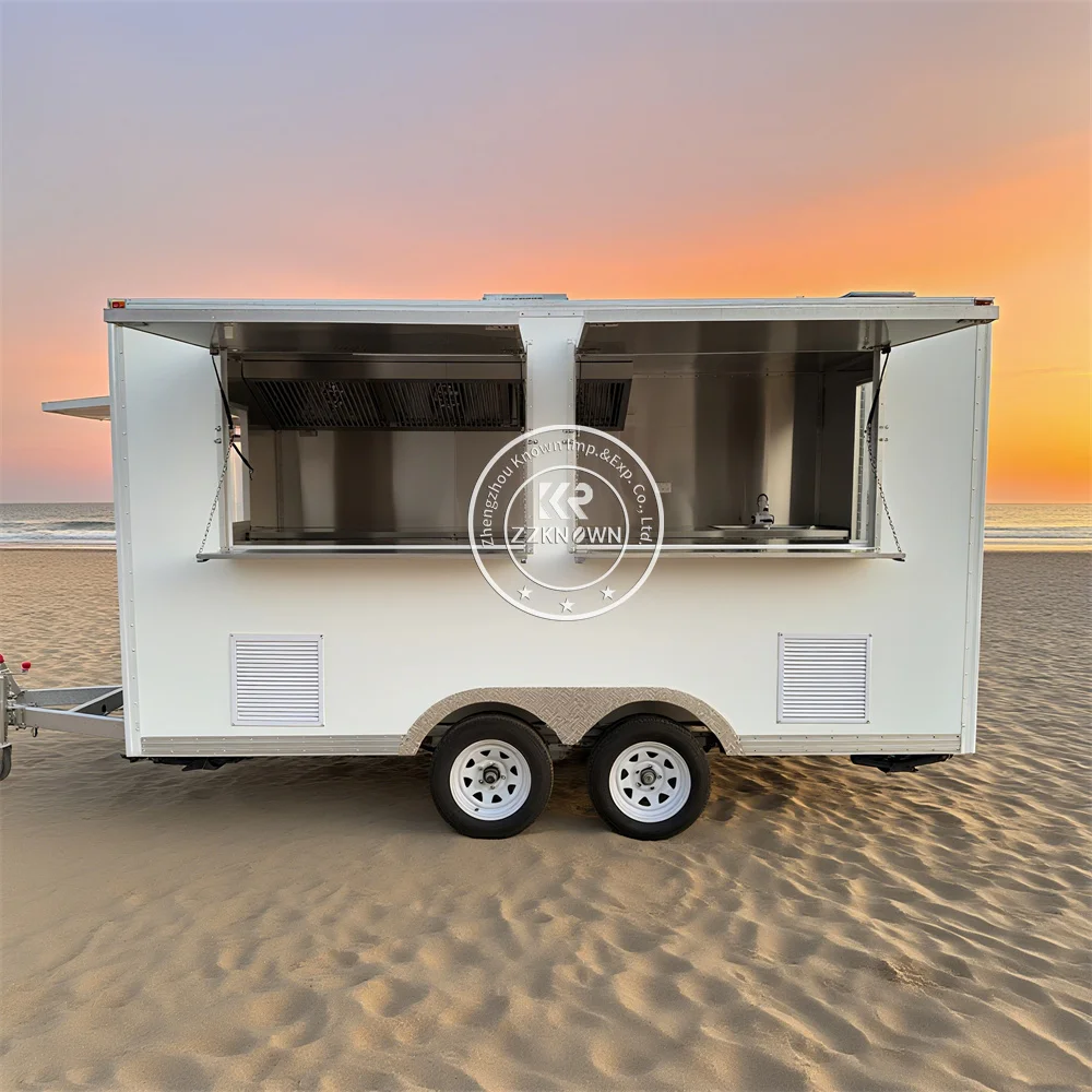 

Stainless Steel Mobile Fast Food Trailer Truck Fully Equipped Concession Ice Cream Cart Custom Size Food Truck For Sale
