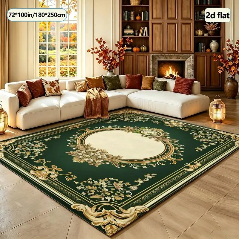 1 Piece ornate traditional floral medallion woven rug, soft and comfortable, suitable for all seasons, lightweight and easy to maintain, decor for living room, bedroom, dining room, autumn, winter