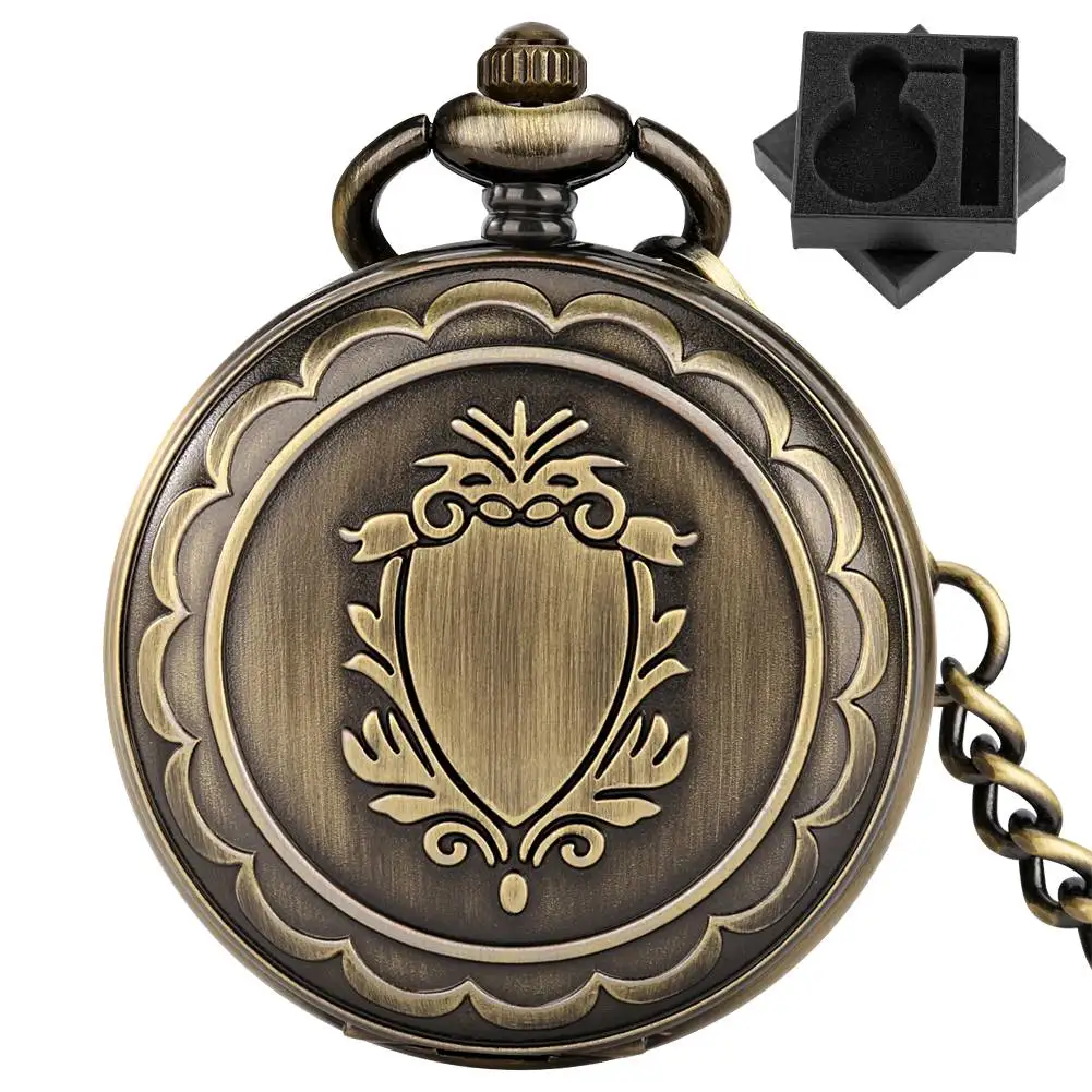 

Бронзовые металлические механические карманные часы с ручным заводом, синий циферблат с арабскими цифрами, винтажные стильные карманные часы с подвеской, подарочная цепочка FOB