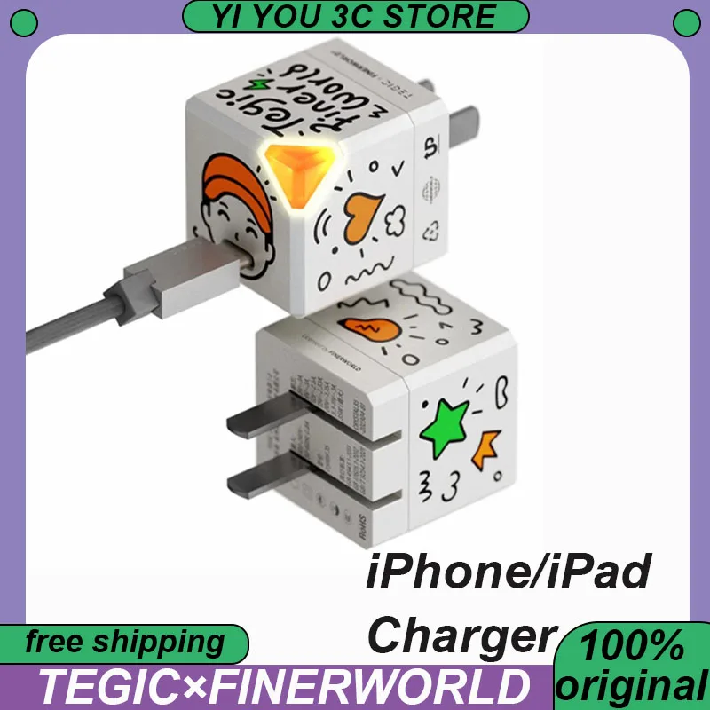 FINERWORLD TEGIC CRYSTAL 35 Phone Charger Type-C 35W Fast Charging PD3.0 QC3.0 Gallium Nitride Cyber Chargers For Apple/iPad