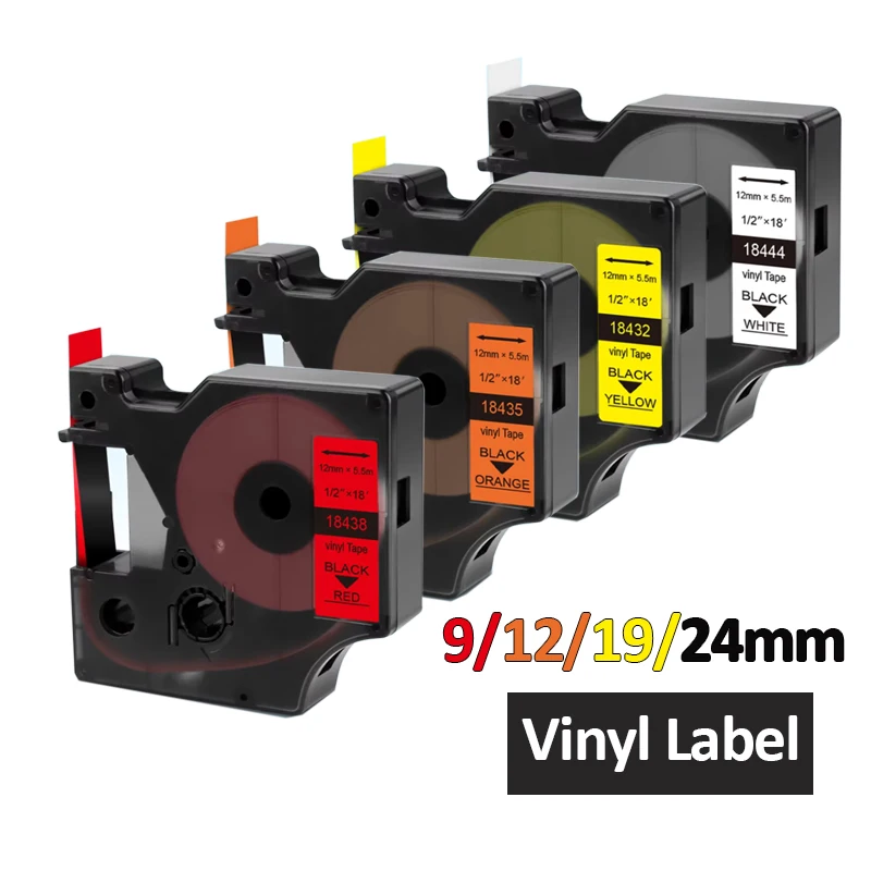 1PK 9/12/19/24mm Vinyl Label Compatible Dymo Rhino 18443 18432 18444 18433 18445 for Dymo Rhino 4200 5000 5200 6000