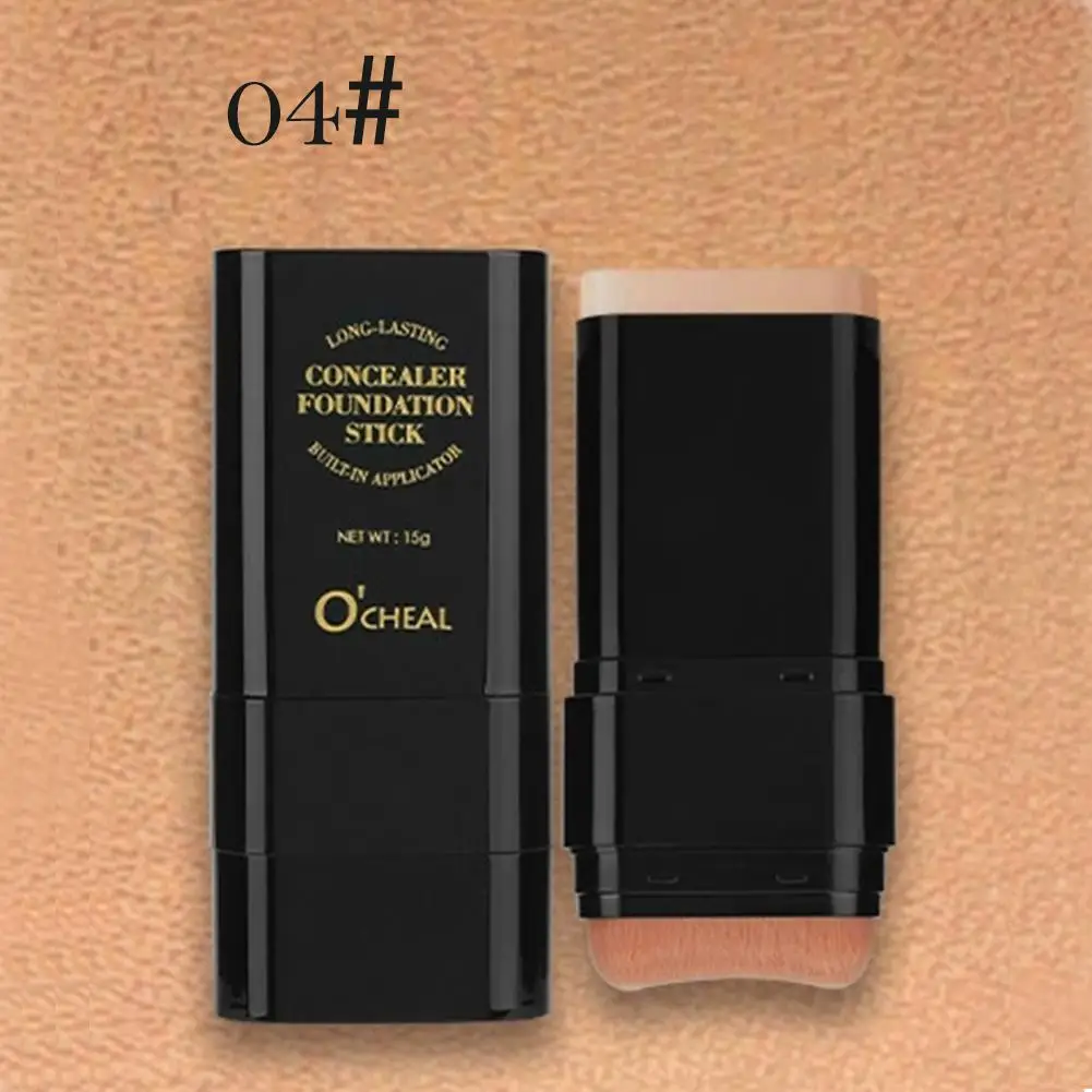 ツーインワンコンシーラーファンデーションスティックフェイシャルマットブロンザー保湿フェイス防水メイクアップ輪郭カバークリーム W4E5