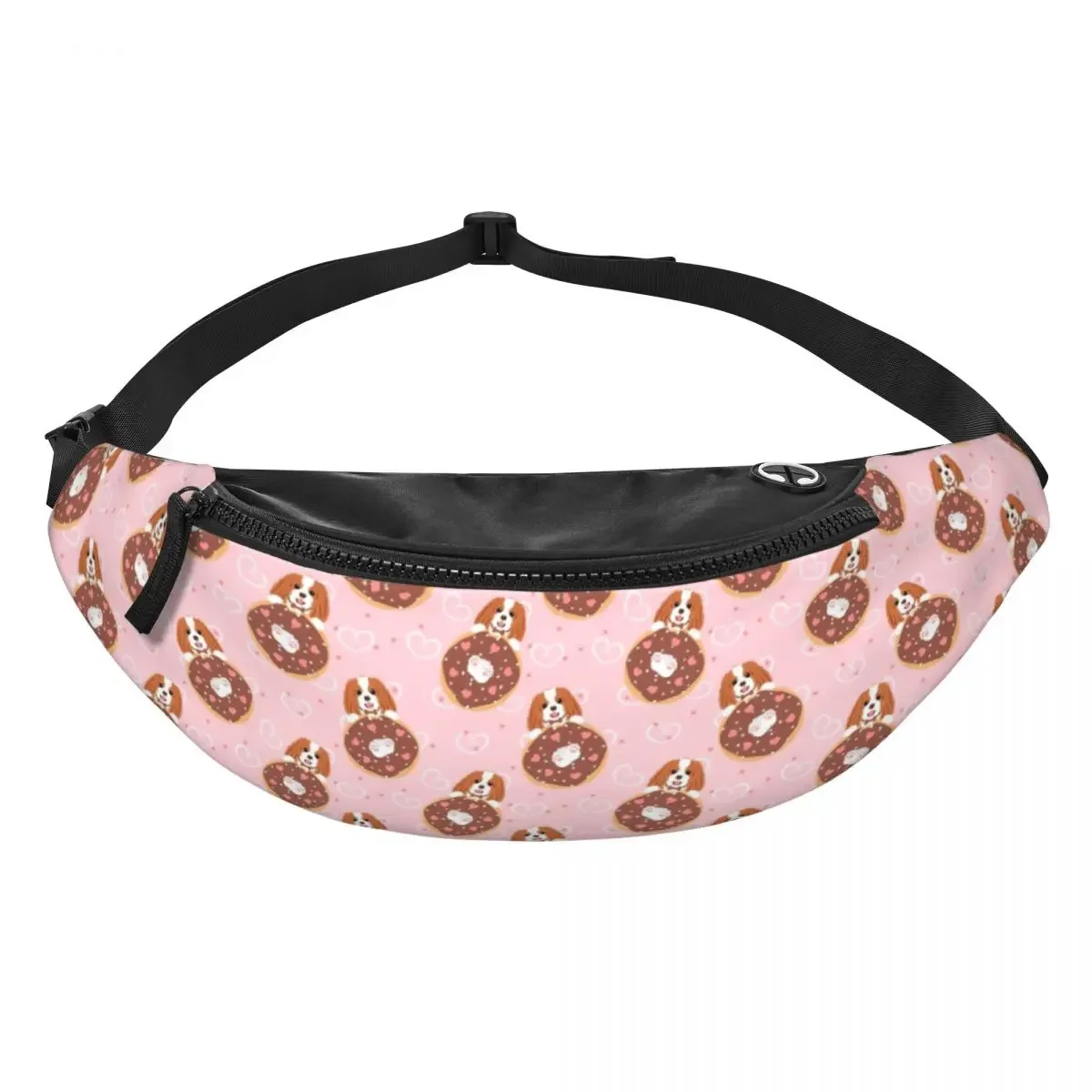 Love Cavalier King Spaniel And Donut Fanny Bag Custom Dog Crossbody Waist Pack Women Men Running Phone Money Pouch