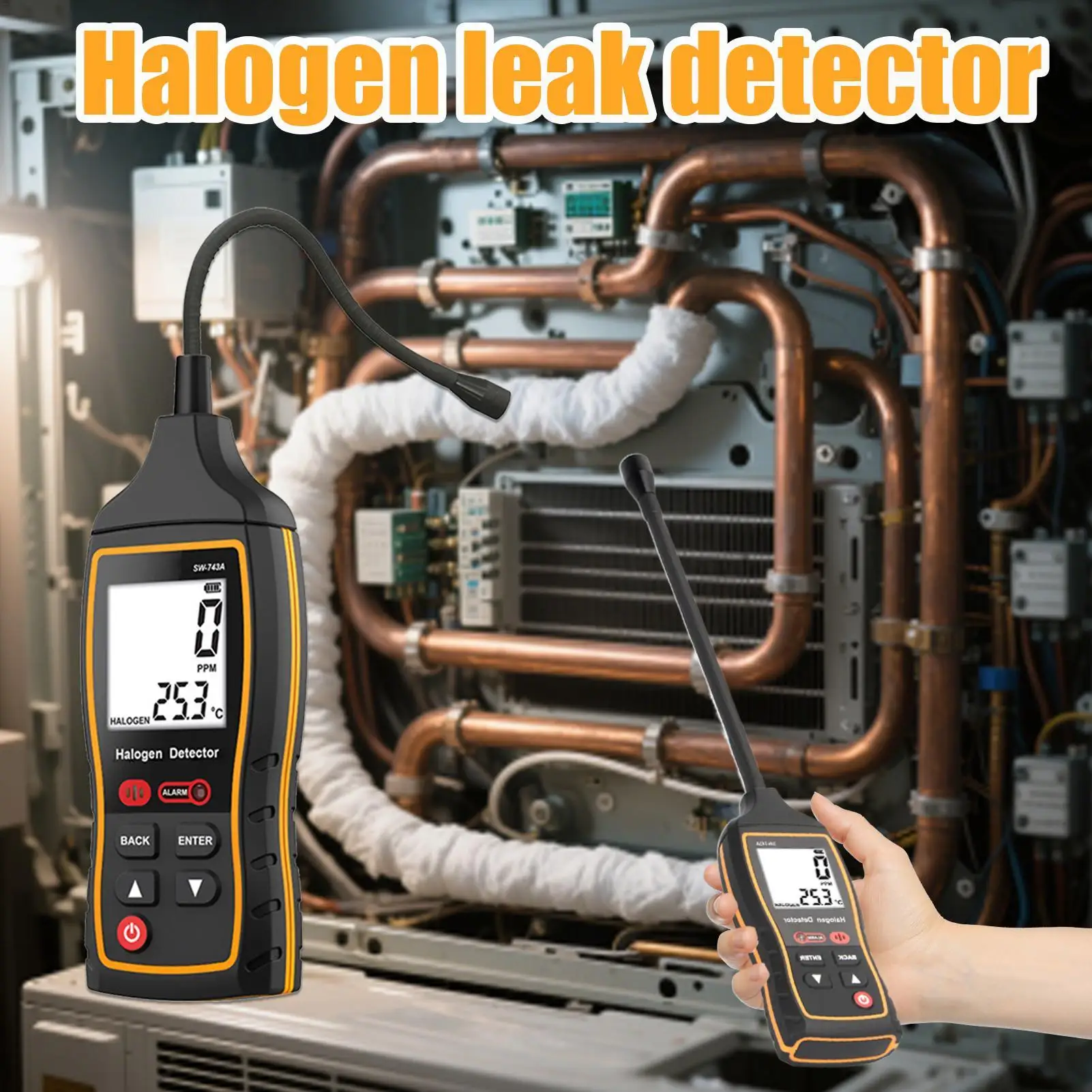 

0~1000PPM Freon Leak Detector Quick Response Sensitive R22 R410A R134A R1234YF Refrigerant Gas HVAC Air Conditioner Tester